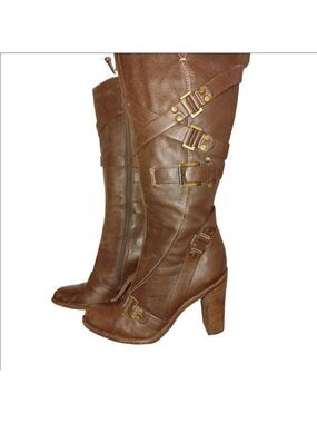 BCBGMAX Azria Steampunk Style Leather Boots Size 9
